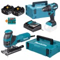 Set Perceuse 18V + 2 Accus DDF490RFJ + Scie sauteuse 4351FCTJ Makita