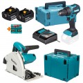 Set Perceuse 18V + 2 Accus DDF490RFJ + Scie plongeante SP6000J Makita