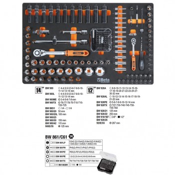 Werkzeugwagen speziell für die Kfz-Branche, 7 Schubladen, 262 Werkzeuge BW 2400S 7/AUTO Beta