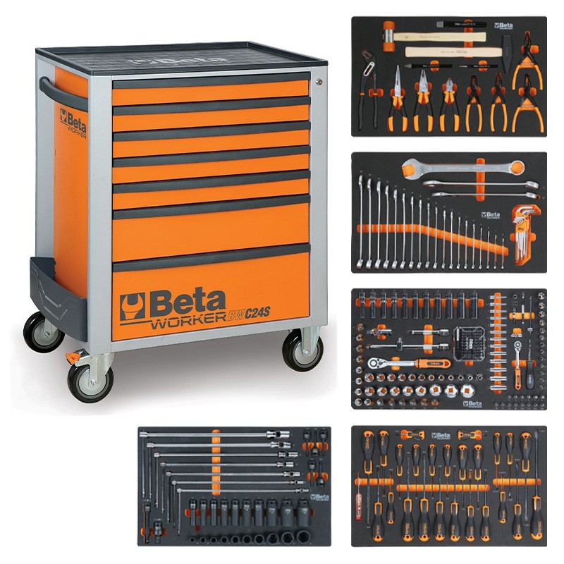 Servante mobile d'atelier spéciale automobile 7 tiroirs 262 outils BW 2400S 7/AUTO Beta