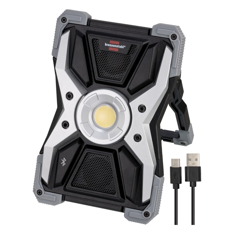 Projecteur LED RUFUS rechargeable, 3000 lumen haut-parleurs bluetooth Brennenstuhl