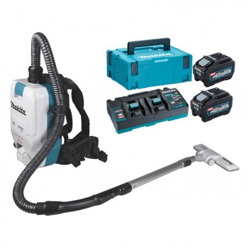 Akku-Rucksackstaubsauger XGT 40V + 2 Akkus 5Ah und Doppelladegerät VC008GZ09 Makita