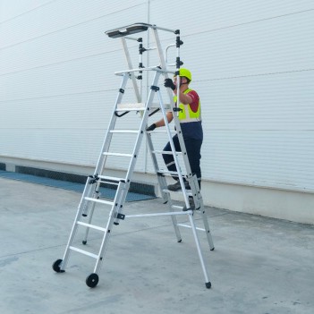 PIRL-Stehleiter (3 Modelle) mit Plattform und Geländer PIRLSCOPIC CM72 Echamatec