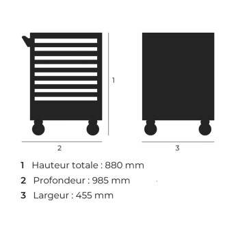 Servante d'atelier 8 tiroirs TFTT-ET (vide) ToolFrance