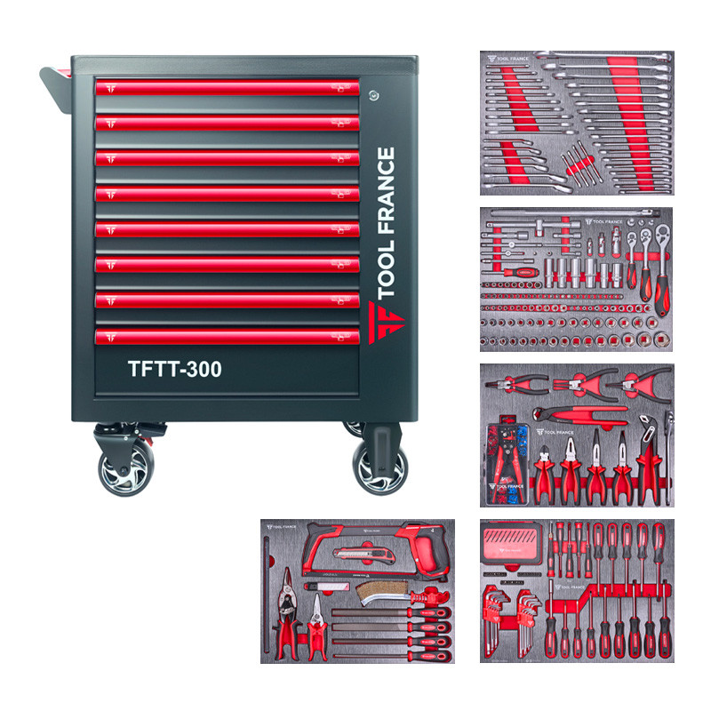 Servante d'atelier 8 tiroirs 300 outils TFTT-300 ToolFrance