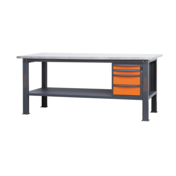 Edelstahl-Werkbank 2,1 m + Schubladen C58BC-X2,1 4C Beta
