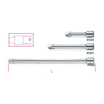 Rallonge carrés mâle et femelle 3/8" 910 L75-250mm Beta
