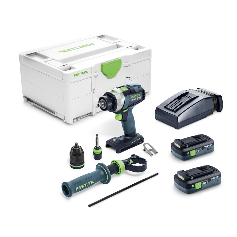 Perceuse-visseuse à percussion sans fil QUADRIVE TPC 18/4 TBX4,0 I-Plus Festool
