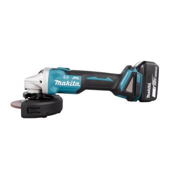 Akku-Winkelschleifer LXT 18V 125mm + 2 Akkus 5Ah und Ladegerät DGA506RTJ Makita
