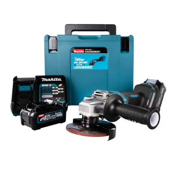 Akku-Winkelschleifer XGT 40Vmax 125mm + 2 Akkus 4Ah und Ladegerät GA029GM201 Makita