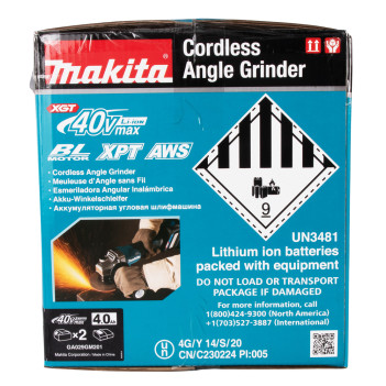 Akku-Winkelschleifer XGT 40Vmax 125mm + 2 Akkus 4Ah und Ladegerät GA029GM201 Makita