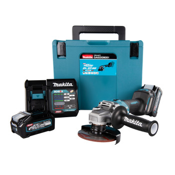 Akku-Winkelschleifer XGT 40Vmax 125mm + 2 Akkus 4Ah und Ladegerät GA023GM201 Makita