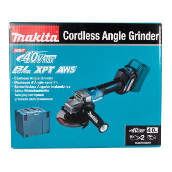 Akku-Winkelschleifer XGT 40Vmax 125mm + 2 Akkus 4Ah und Ladegerät GA023GM201 Makita