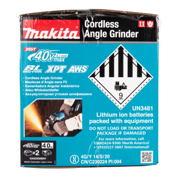 Akku-Winkelschleifer XGT 40Vmax 125mm + 2 Akkus 4Ah und Ladegerät GA023GM201 Makita