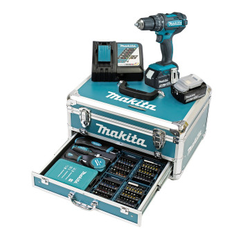 SET Akku-Schlagbohrschrauber mit Zubehör LXT 18V + 2 Akkus und Ladegerät DHP482RFX9 Makita