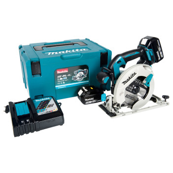 Akku-Handkreissäge LXT 18V 165mm + 2 Akkus 5Ah und Ladegerät DHS680RTJ Makita
