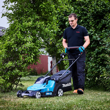 Akku-Rasenmäher LXT 2x18V 43cm + 2 Akkus 5Ah und Ladegerät DLM432PT2 Makita