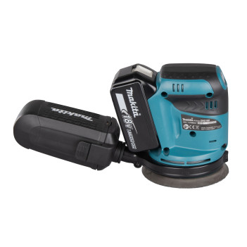Akku-Exzenterschleifer LXT 18V 125mm + 2 Akkus 5Ah und Ladegerät DBO180RTJ Makita
