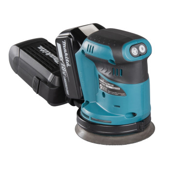Akku-Exzenterschleifer LXT 18V 125mm + 2 Akkus 5Ah und Ladegerät DBO180RTJ Makita