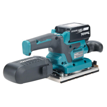 Akku-Schwingschleifer LXT 18V 93x185mm + 2 Akkus 5Ah und Ladegerät DBO382RTJ Makita
