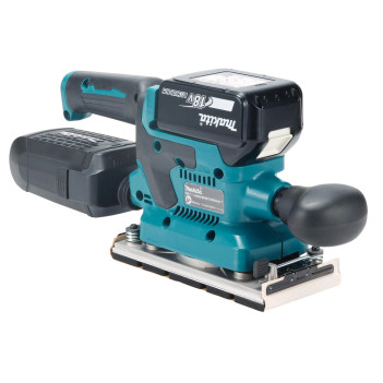 Akku-Schwingschleifer LXT 18V 93x185mm + 2 Akkus 5Ah und Ladegerät DBO382RTJ Makita
