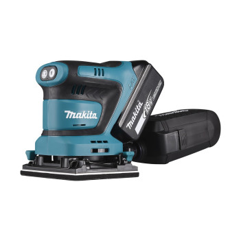 Akku-Schwingschleifer LXT 18V 112x102mm + 2 Akkus 5Ah und Ladegerät DBO480RTJ Makita