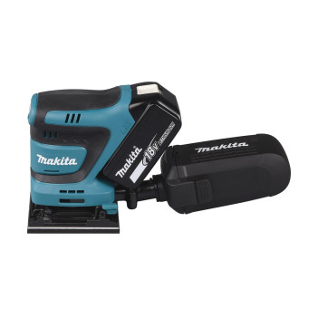 Akku-Schwingschleifer LXT 18V 112x102mm + 2 Akkus 5Ah und Ladegerät DBO480RTJ Makita
