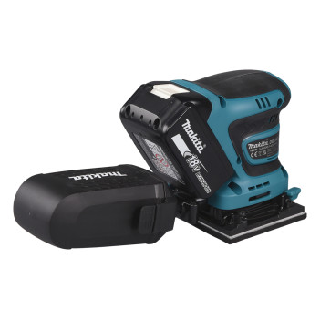 Akku-Schwingschleifer LXT 18V 112x102mm + 2 Akkus 5Ah und Ladegerät DBO480RTJ Makita