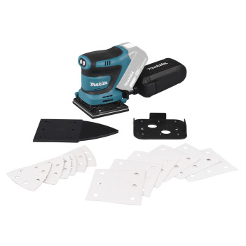 Akku-Schwingschleifer LXT 18V 112x102mm + 2 Akkus 5Ah und Ladegerät DBO480RTJ Makita