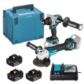SET Bohrschrauber + Winkelschleifer 18V 5Ah DLX2544TJ Makita
