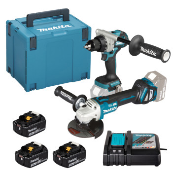 SET Perceuse-visseuse + Meuleuse angulaire 18V 5Ah DLX2544TJ Makita