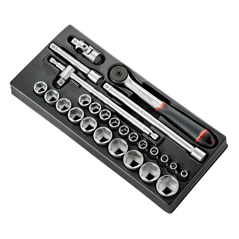 Module douilles, 6 pans métriques, 26 pièces, 1/2" MOD.S161-46 Facom
