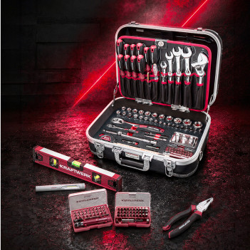 Coffret à outils ABS 1/4" + 1/2", 176 pcs. Kraftwerk