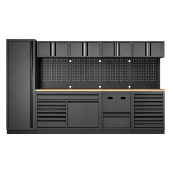 Mobilier d'atelier large 4 éléments avec panneau perforé, hêtre, Mobilio 3964T-BLK Kraftwerk