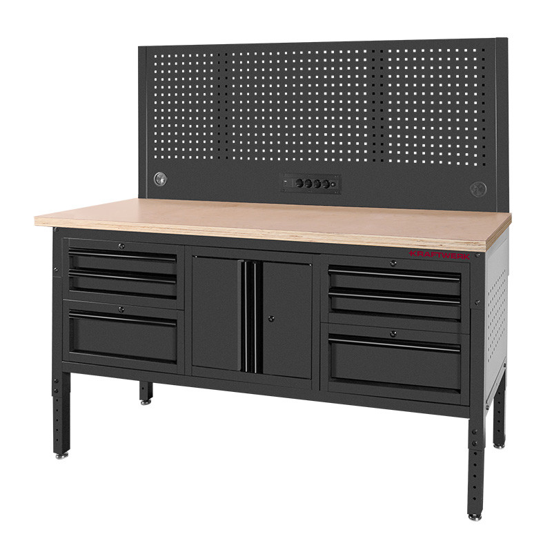 Établi complet Mobilio Modular avec tiroirs et armoire, 1829 x 640 mm Kraftwerk