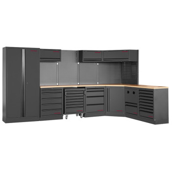 Werkstatt-Eckkombination 7-teilig, Mobilio 3964P-BLK Kraftwerk