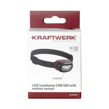 Lampe frontale LED COB 500 rechargeable avec détecteur de mouvement Kraftwerk
