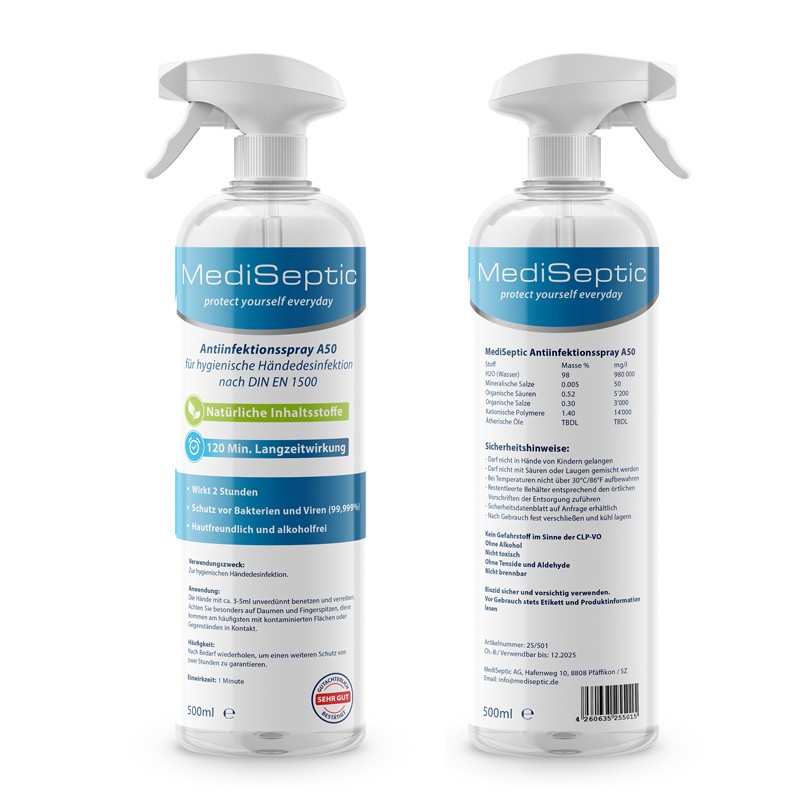 Spray antiseptique 500ml sans alcool MediSeptic Spray antiseptique 500ml sans alcool MediSeptic