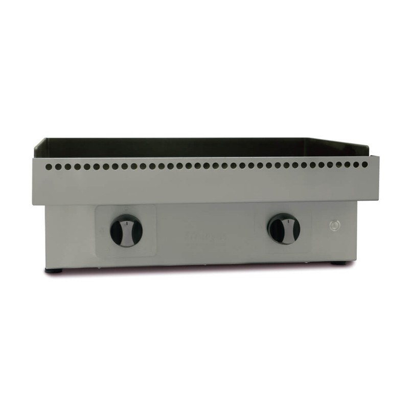 Plancha à Gaz Simogas Estivale75 - 2 Brûleurs, Plaque Acier Inox 75x46,5 Cm, 6,6 KW, Professionnelle
