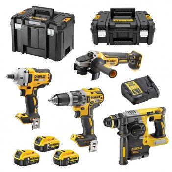 Set mit 4 Maschinen XR 18V + 3 Akkus 5.0Ah DCK428P3 DeWalt