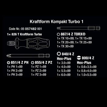 Kompakt Turbo 1 Bit Set mit Schraubendreher Wera