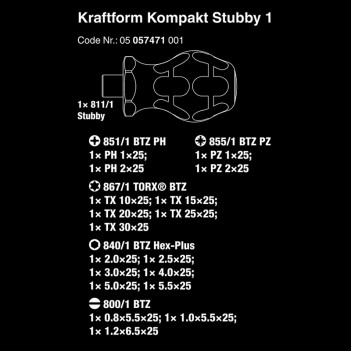 Kompakt Stubby 1 Bit Set mit Schraubendreher Wera