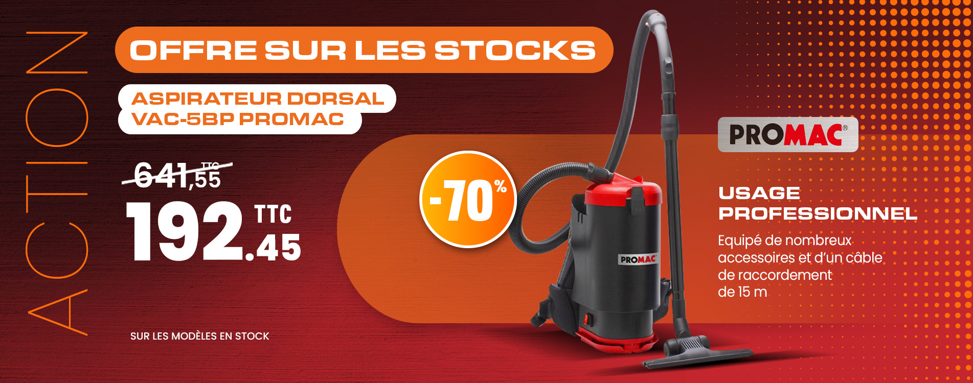 Aspirateur dorsal VAC-5BP Promac Aspirateur dorsal VAC-5BP Promac