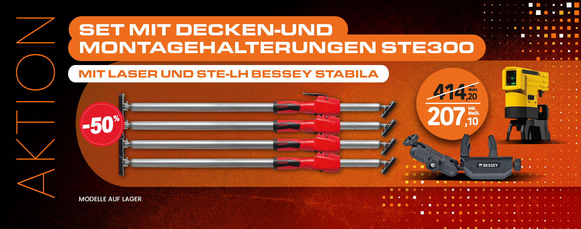 Decken- und Montagehalterungsset STE300 mit Laser und STE-LH Bessey Stabila