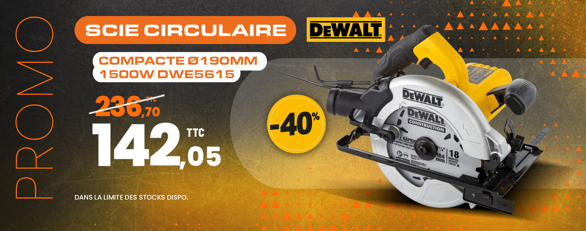Scie circulaire compacte Ø190mm 1500W DWE5615 DeWalt