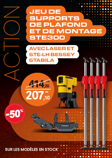 Jeu de supports de plafond et de montage STE300 avec laser et STE-LH Bessey Stabila