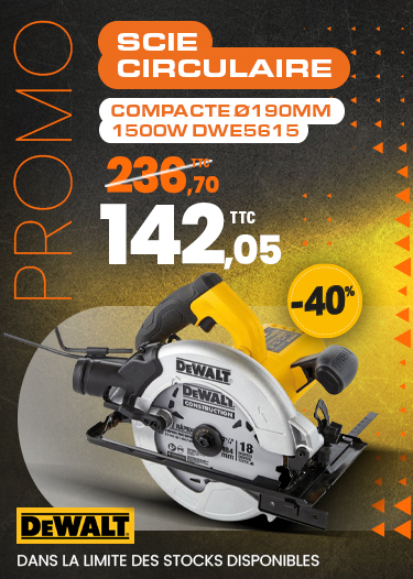 Scie circulaire compacte Ø190mm 1500W DWE5615 DeWalt