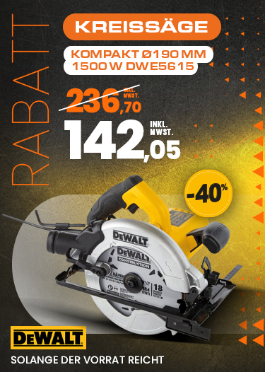 Kompakte Kreissäge Ø190 mm 1500 W DWE5615 DeWalt