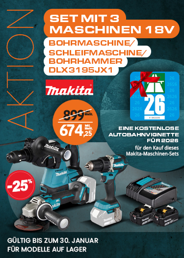 Set von 3 Maschinen 18V Bohrmaschine/Schleifmaschine/Bohrhammer DLX3195JX1 Makita