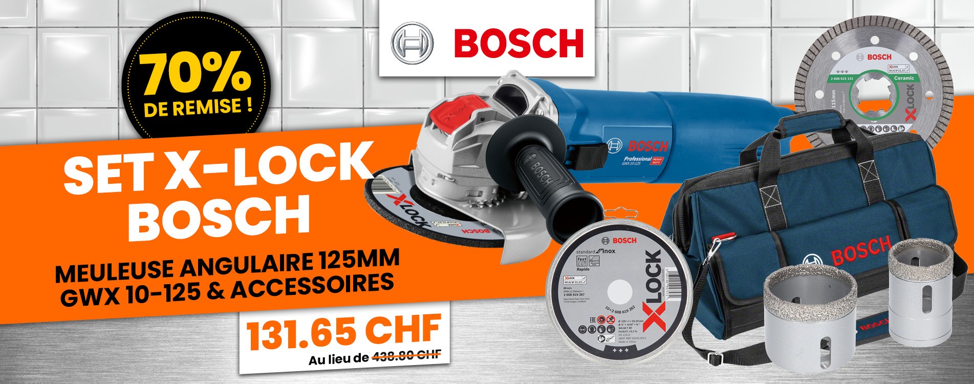 Set X-Lock Bosch Meuleuse Angulaire 125mm GWX 10-125 Et Accessoires